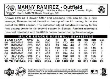 2003 Upper Deck Vintage #252 Manny Ramirez Back