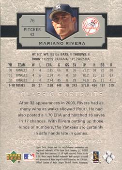 2003 Upper Deck Classic Portraits #76 Mariano Rivera Back