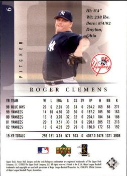 2003 Upper Deck Honor Roll #6 Roger Clemens Back