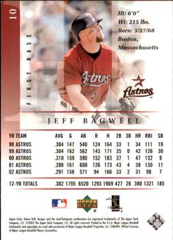 2003 Upper Deck Honor Roll #10 Jeff Bagwell Back