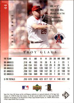 2003 Upper Deck Honor Roll #44 Troy Glaus Back