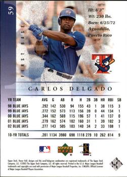 2003 Upper Deck Honor Roll #59 Carlos Delgado Back