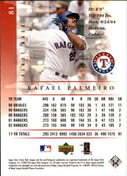 2003 Upper Deck Honor Roll #81 Rafael Palmeiro Back