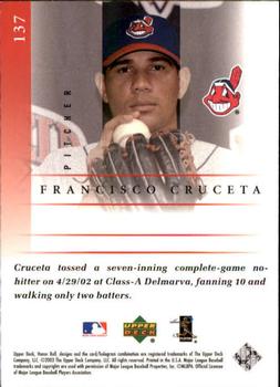 2003 Upper Deck Honor Roll #137 Francisco Cruceta Back