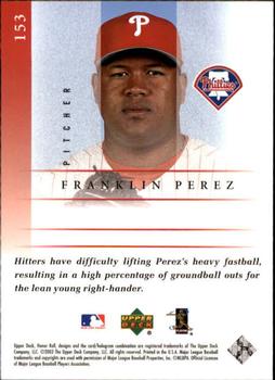2003 Upper Deck Honor Roll #153 Franklin Perez Back