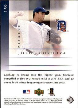 2003 Upper Deck Honor Roll #159 Jorge Cordova Back