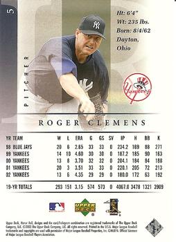 2003 Upper Deck Honor Roll #5 Roger Clemens Back
