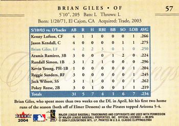 2004 Fleer Classic Clippings #57 Brian Giles Back