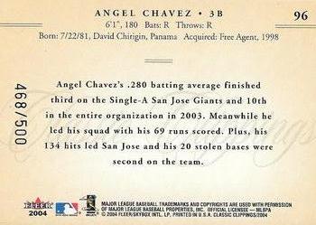 2004 Fleer Classic Clippings #96 Angel Chavez Back