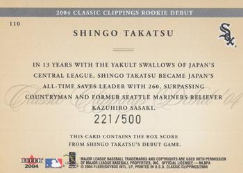 2004 Fleer Classic Clippings #110 Shingo Takatsu Back