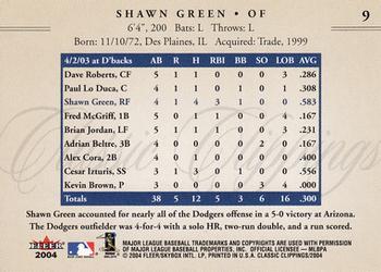 2004 Fleer Classic Clippings #9 Shawn Green Back