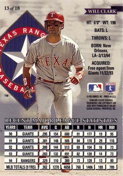 1995 National Packtime #13 Will Clark Back
