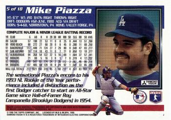 1995 National Packtime #5 Mike Piazza Back