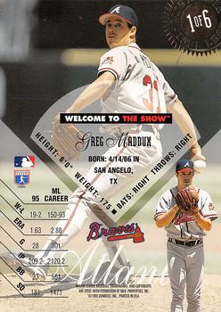 1995 National Packtime Welcome to the Show #1 Greg Maddux Back
