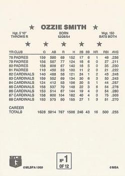 1989 Ralston Cereal Superstars #1 Ozzie Smith Back