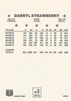 1989 Ralston Cereal Superstars #3 Darryl Strawberry Back