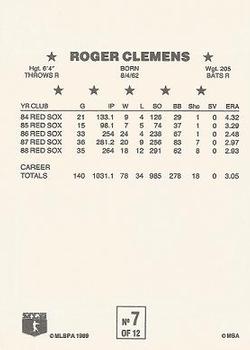 1989 Ralston Cereal Superstars #7 Roger Clemens Back