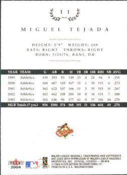2004 Fleer InScribed #11 Miguel Tejada Back