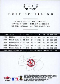 2004 Fleer InScribed #12 Curt Schilling Back