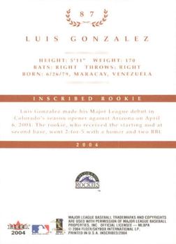 2004 Fleer InScribed #87 Luis Gonzalez Back
