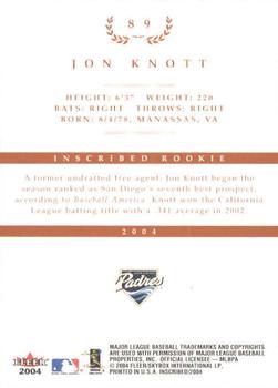 2004 Fleer InScribed #89 Jon Knott Back