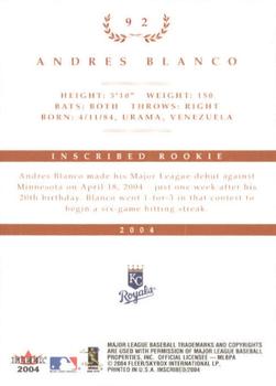 2004 Fleer InScribed #92 Andres Blanco Back