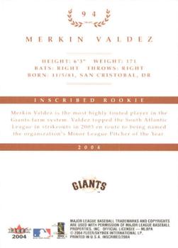 2004 Fleer InScribed #94 Merkin Valdez Back