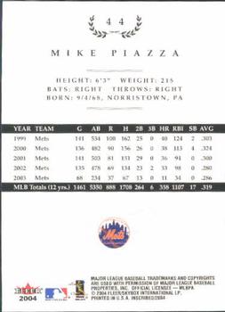 2004 Fleer InScribed #44 Mike Piazza Back