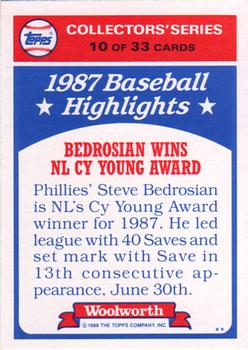 1988 Topps Woolworth Baseball Highlights #10 Steve Bedrosian Back