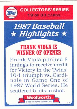 1988 Topps Woolworth Baseball Highlights #19 World Series - Game #1 Back