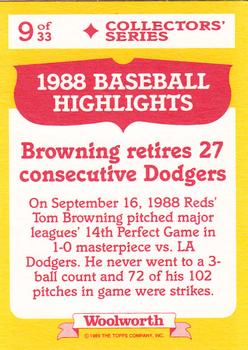 1989 Topps Woolworth Baseball Highlights #9 Tom Browning Back