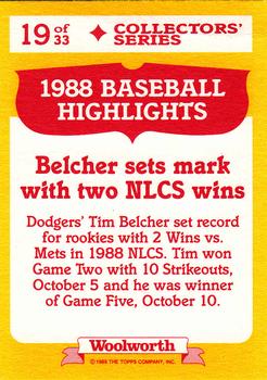 1989 Topps Woolworth Baseball Highlights #19 Tim Belcher Back