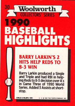1991 Topps Woolworth Baseball Highlights #30 Barry Larkin Back
