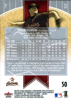 2004 Fleer National Pastime #50 Roger Clemens Back