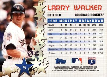 1996 Topps - Power Boosters #5 Larry Walker Back