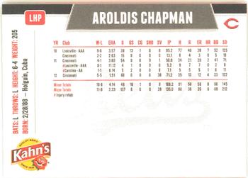 2013 Kahn's Cincinnati Reds #NNO Aroldis Chapman Back