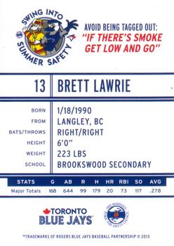 2013 Swing Into Summer Safety Toronto Blue Jays #NNO Brett Lawrie Back