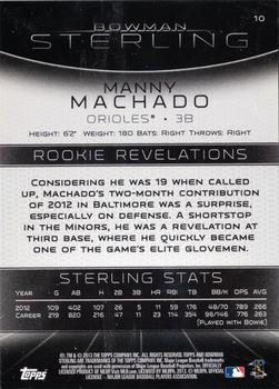 2013 Bowman Sterling #10 Manny Machado Back
