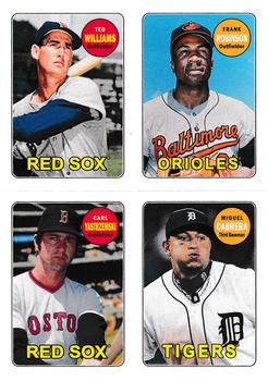 2013 Topps Archives - 1969 4-in-1 Sticker #69S-WRYC Ted Williams / Frank Robinson / Carl Yastrzemski / Miguel Cabrera Front