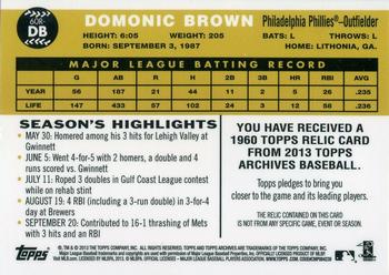 2013 Topps Archives - 1960 Relics #60R-DB Domonic Brown Back