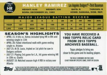 2013 Topps Archives - 1960 Relics #60R-HR Hanley Ramirez Back