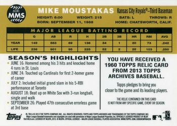 2013 Topps Archives - 1960 Relics #60R-MMS Mike Moustakas Back