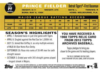 2013 Topps Archives - 1960 Relics #60R-PF Prince Fielder Back