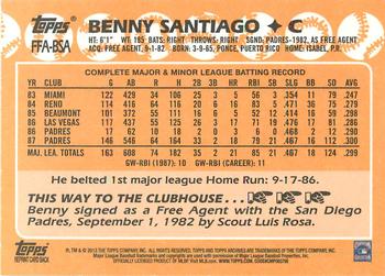 2013 Topps Archives - Fan Favorites Autographs #FFA-BSA Benny Santiago Back