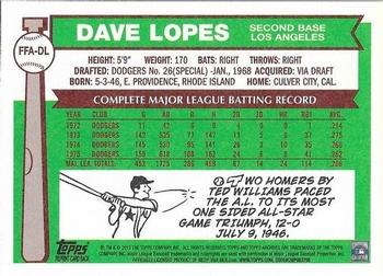 2013 Topps Archives - Fan Favorites Autographs #FFA-DL Dave Lopes Back