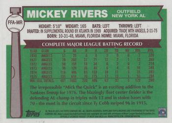 2013 Topps Archives - Fan Favorites Autographs #FFA-MR Mickey Rivers Back