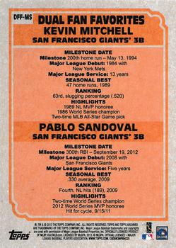 2013 Topps Archives - Dual Fan Favorites #DFF-MS Kevin Mitchell / Pablo Sandoval Back