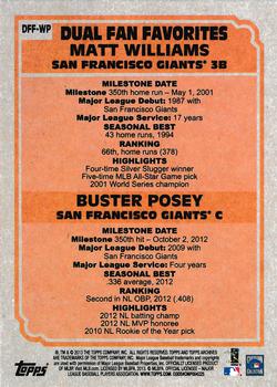 2013 Topps Archives - Dual Fan Favorites #DFF-WP Matt Williams / Buster Posey Back