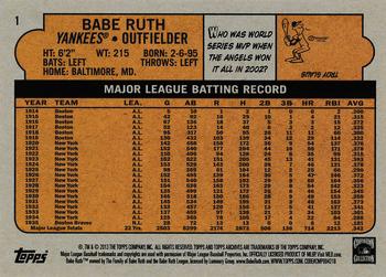 2013 Topps Archives - Gold #1 Babe Ruth Back