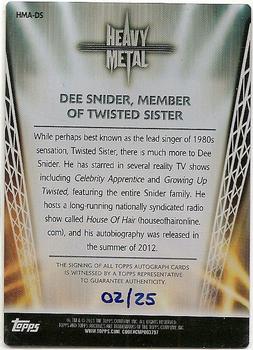 2013 Topps Archives - Heavy Metal Autographs Real Metal #DS Dee Snider Back